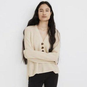 NWT Madewell Ribbed Lyle Henley Sweater Antique Cream XXS